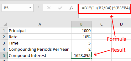 Interés compuesto semestralmente en Excel