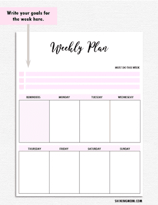pretty weekly planner