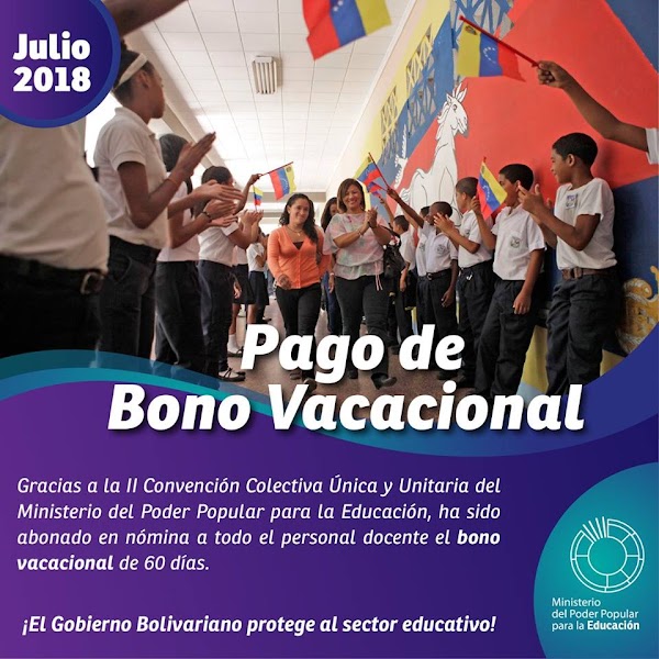 Se pago 60 días de Bono Vacacional a docentes y obreros de las instituciones educativas y el Bono Recreacional a jubilados y pensionados Se pago 60 días de Bono Vacacional a docentes y obreros de las instituciones educativas y el Bono Recreacional a jubilados y pensionados