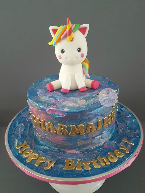 buttercream cake galaxy  unicorn chucakes