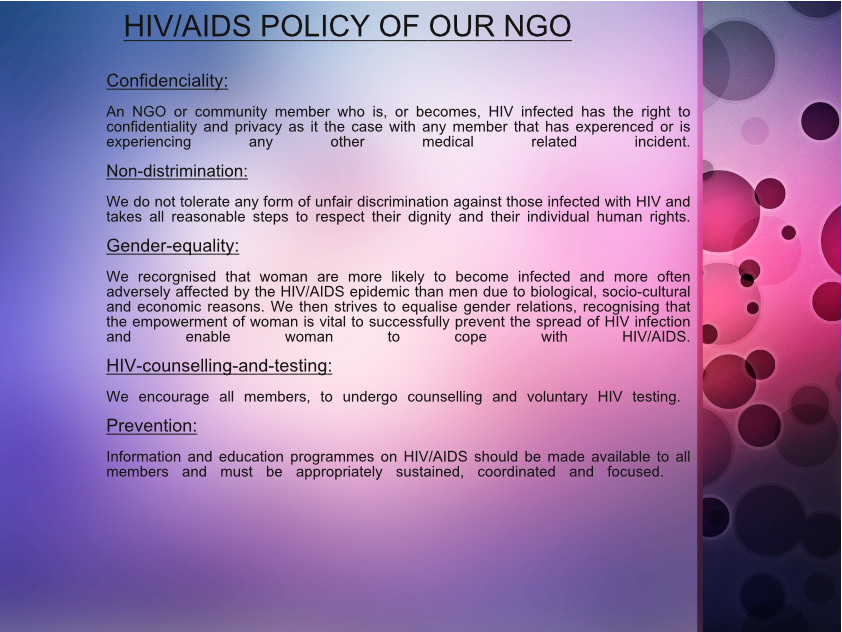 Kobo Community development : HIV/AIDS POLICY