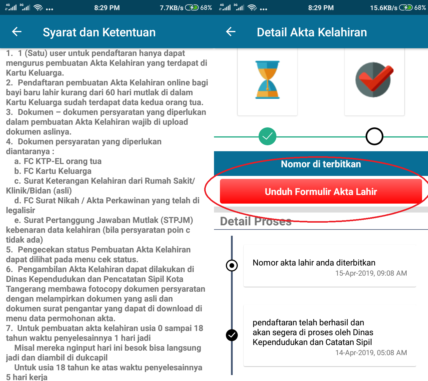 Pembuatan akta kelahiran online