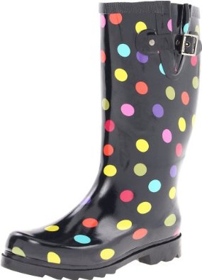 red polka dot rain boots