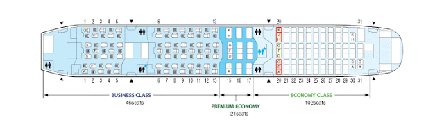New ANA long-haul configured 787-8 seat map with Premium Economy and 9-abreats Economy Class seat.