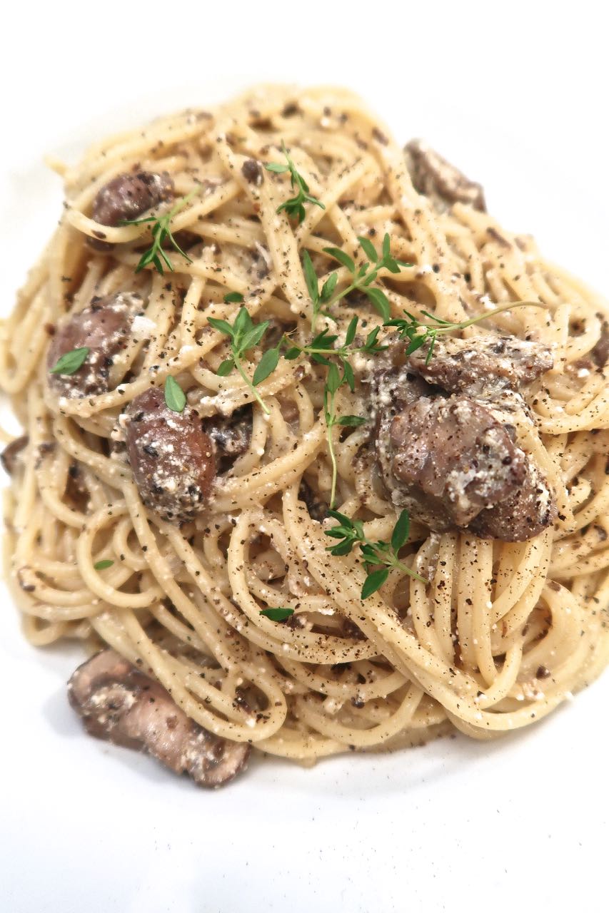 Scrumpdillyicious Wild Mushroom Pasta with Marsala Cream Sauce