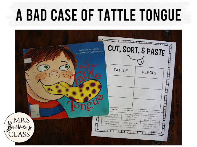 A Bad Case of Tattle Tongue book study activities unit with Common Core aligned literacy companion activities for Kindergarten and First Grade