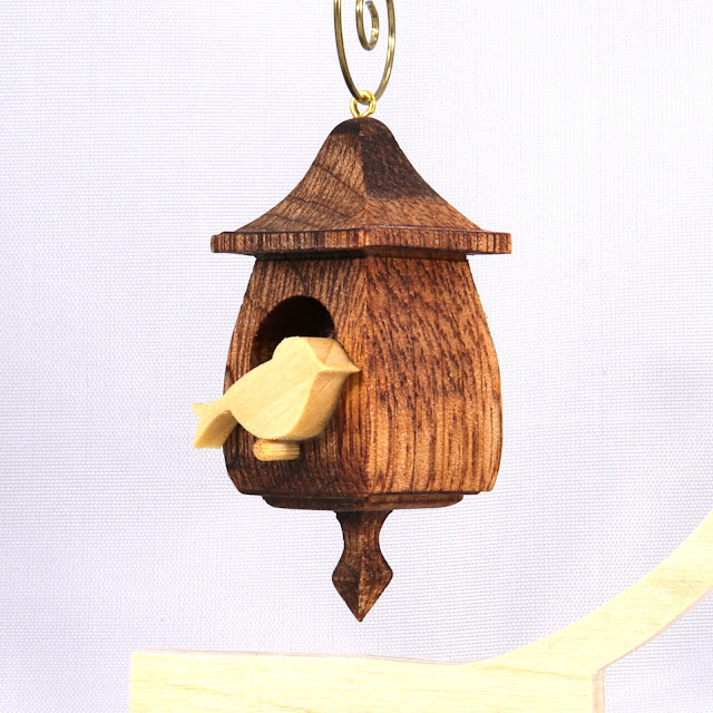 Handmade Wood Birdhouse Christmas Tree Ornament Made From Reclaimed Wood