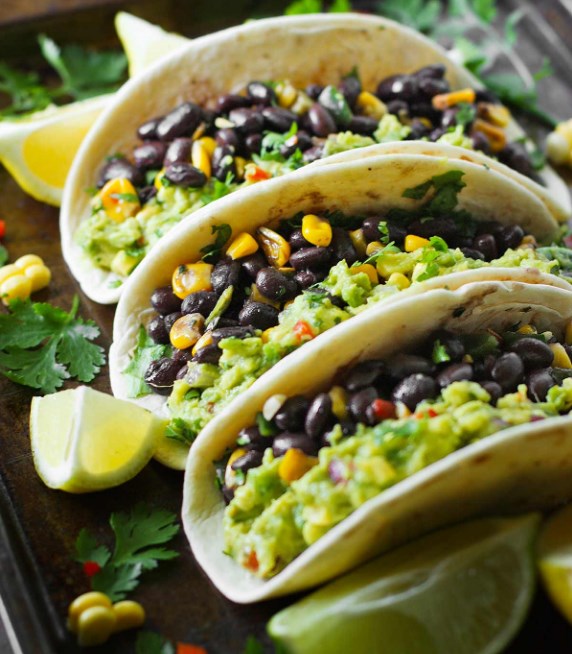 Loaded Guacamole Vegetarian Tacos #tacos #vegetarian