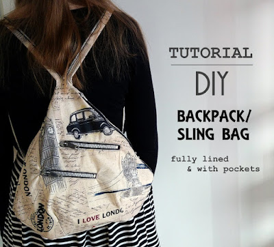 Sew Scoundrel: Tutorial: DIY backpack / sling bag with lining and pockets