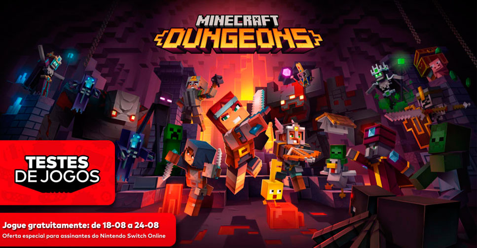 Minecraft Dungeons será o próximo título dos Testes de Jogos do Nintendo  Switch Online - Nintendo Blast