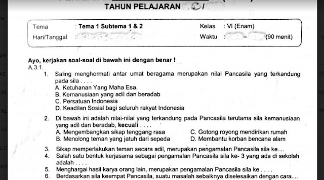 Soal Ulangan K13 Kelas 6 Tema 1 Subtema 1 Dan 2 Jihan Plasma