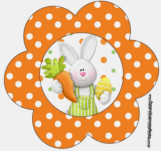 Pascua en Naranja: Invitaciones para Imprimir Gratis. Tarjeta con forma de flor.