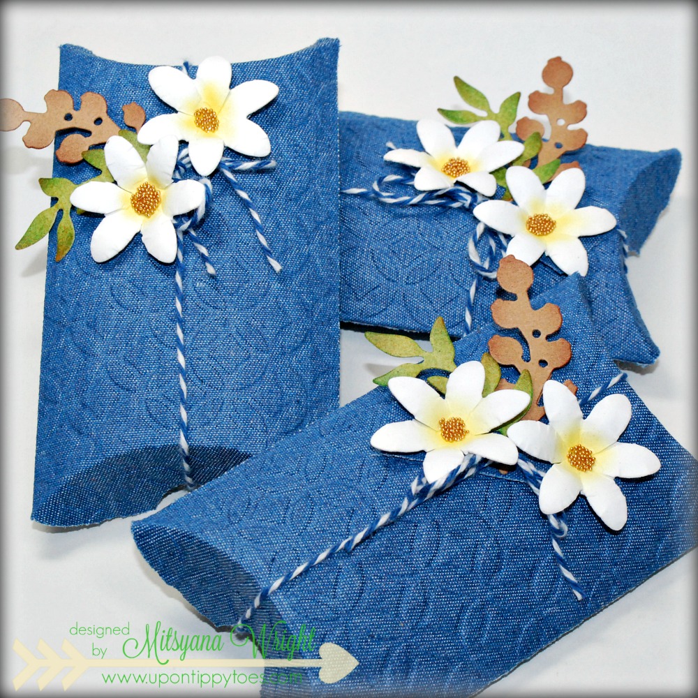 Up On Tippy Toes Embossed Denim Pillow Boxes