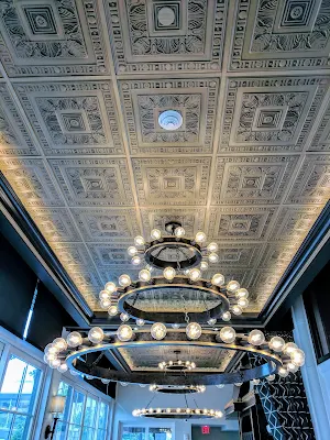 Architecture Buffalo: Chandelier in the Art Deco dining room at the Curtiss Hotel in Downtown Buffalo New York