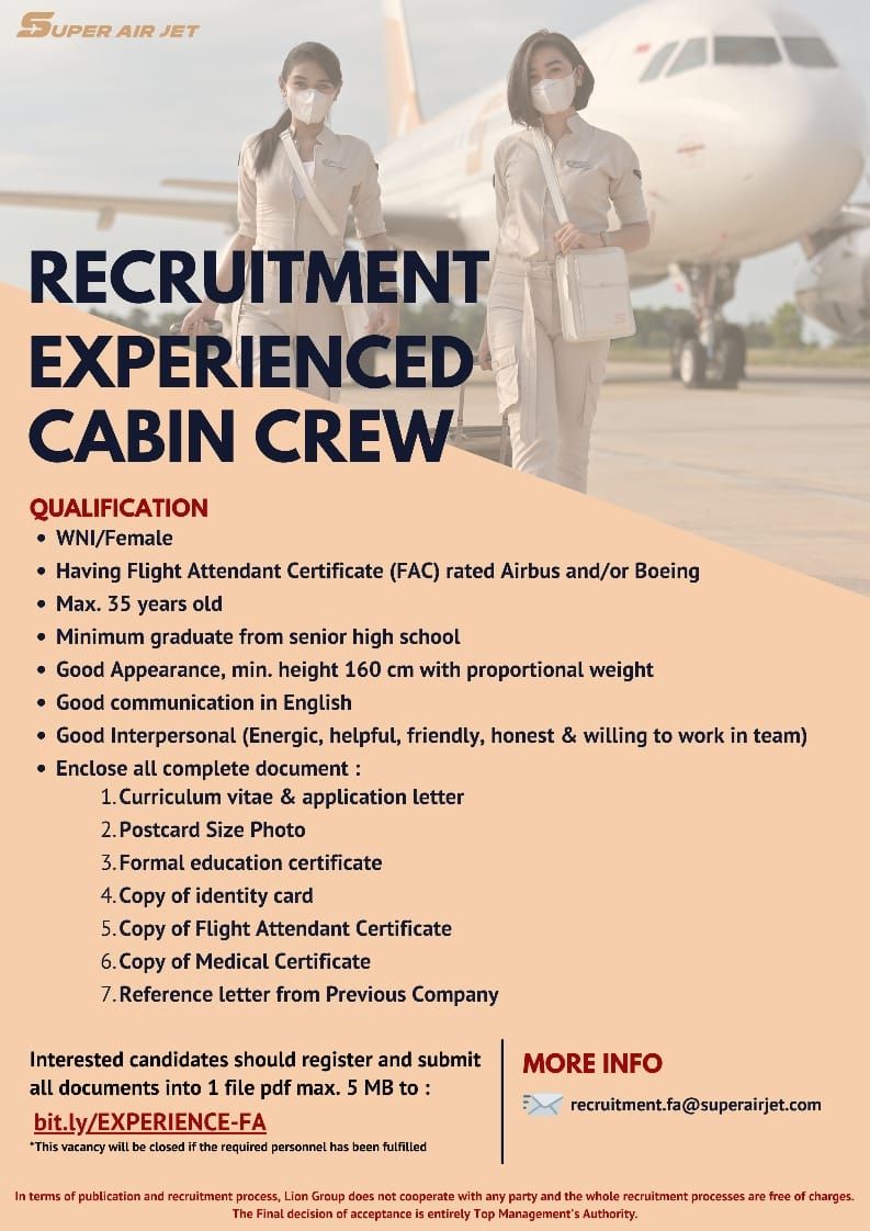 Fly Gosh SuperAir Jet Recruitment Cabin Crew