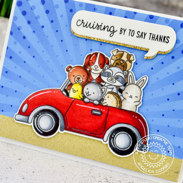 Sunny Studio Stamps: Cruising Critters Comic Strip Speech Bubble Dies Hello Card by Angelica Conrad Sunny Studio Stamps: Cruising Critters Comic Strip Speech Bubble Dies Hello Card by Angelica Conrad