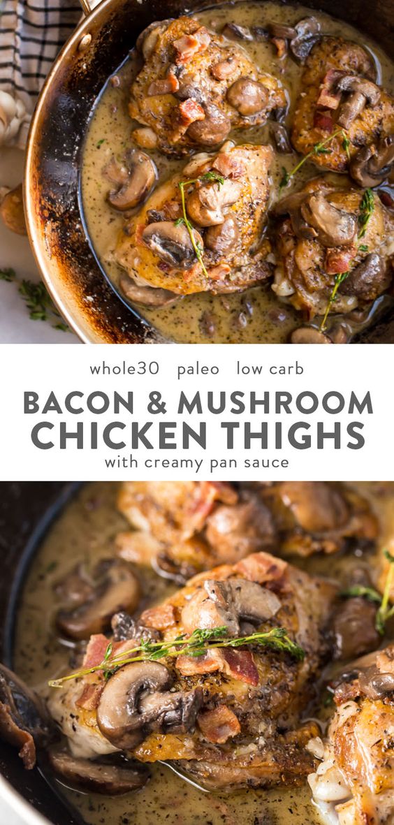Creamy Whole30 Bacon Mushroom Chicken Thighs recipesheaven