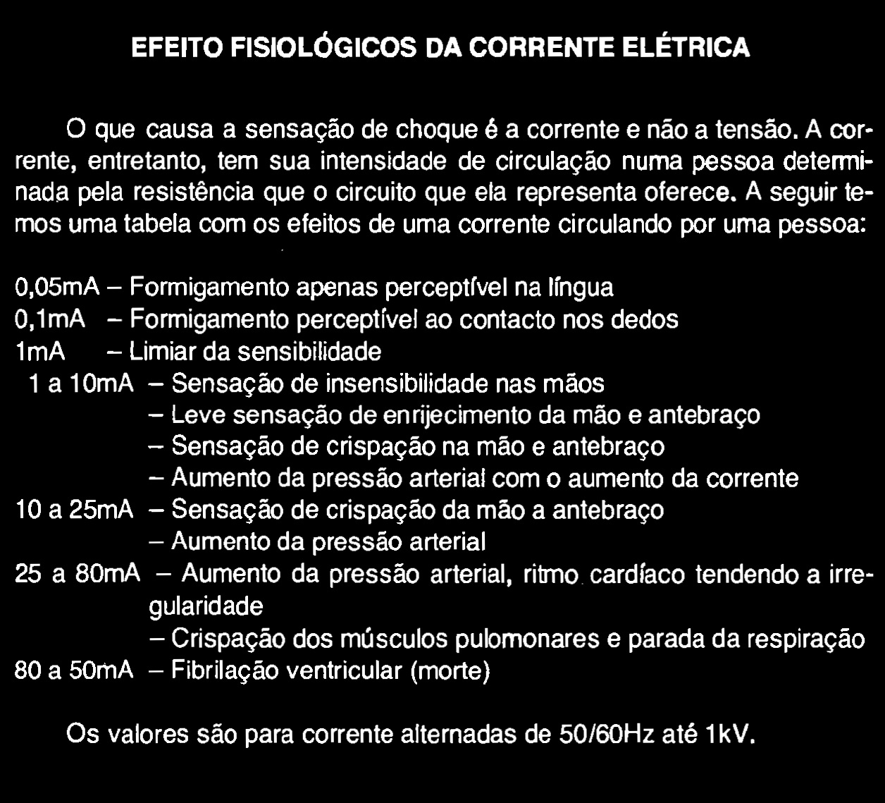 Cite 2 Exemplos Dos Efeitos Da Passagem Da Corrente Eletrica