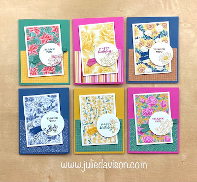 Stampin' Up! Four Season Floral Stamp-a-Stack Cards ~ VIDEO ~ www.juliedavison.com #stampinup #onesheetwonder #osw