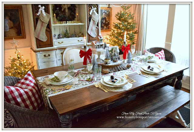 Farmhouse Christmas Dining Room-Cottage Style-Famrhouse Table- From My Front Porch To Yours