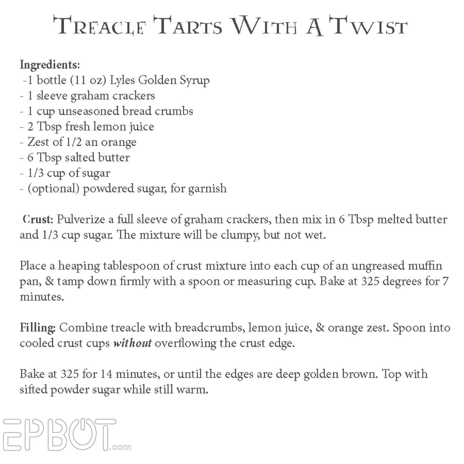 EPBOT: A New Twist On Treacle Tarts (From Our Potter Party!)