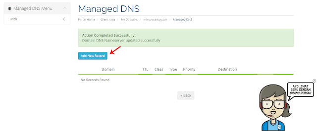 Penambahan DNS Record Baru pada Custom Domain RumahWeb