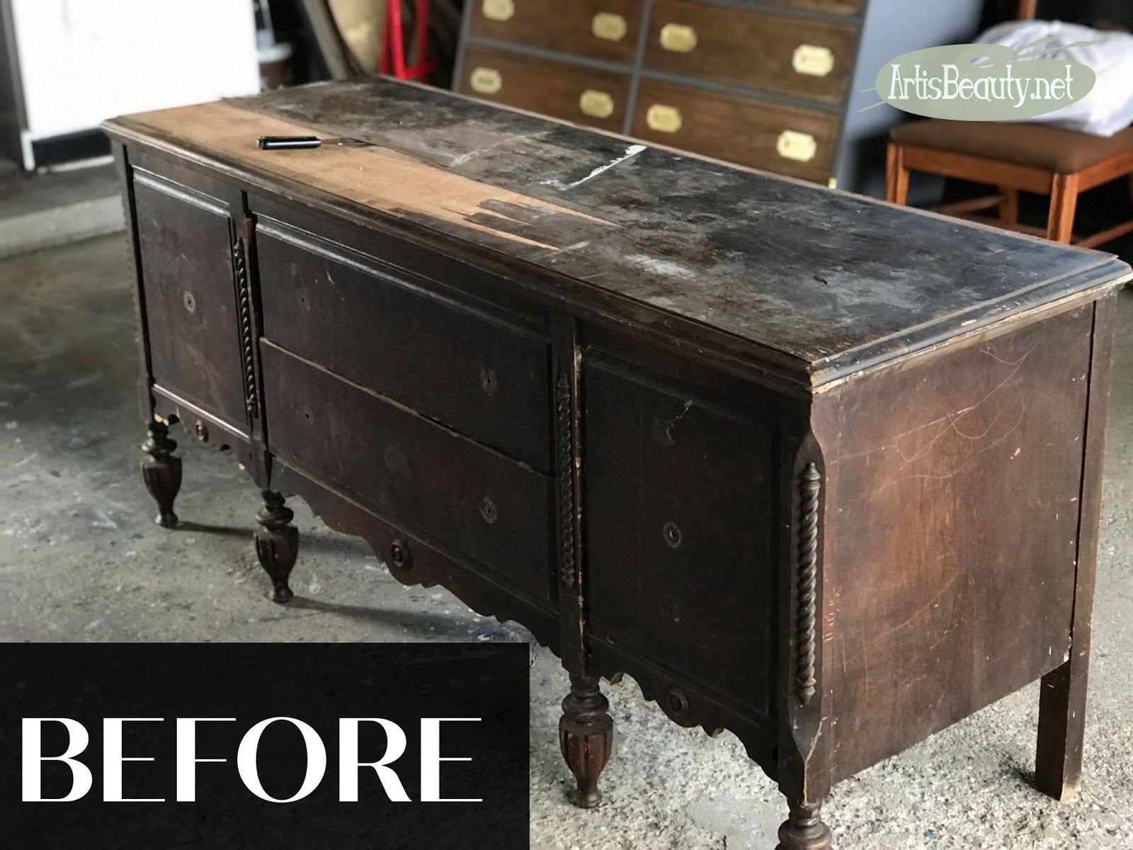 ART IS BEAUTY RESCUED ANTIQUE SIDEBOARD MAKEOVER