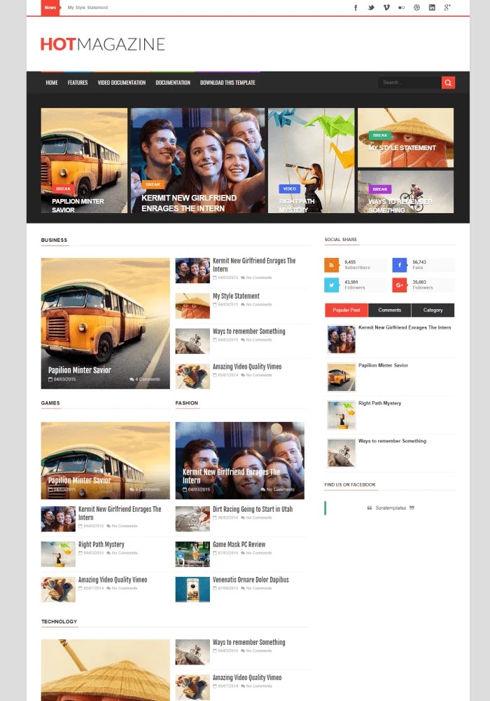 HotMagazine Best Free Responsive Blogger Templates