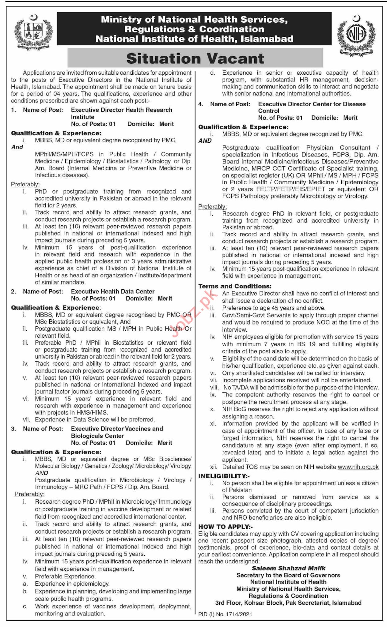 Jobs in Ministry of National Health Services Regulations & Coordination