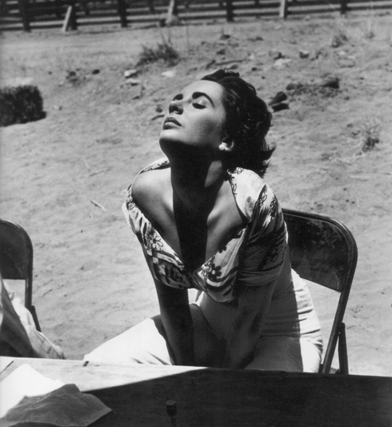 Elizabeth Taylor on the set of Giant in 1955