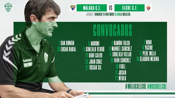 Elche, convocados ante el Málaga