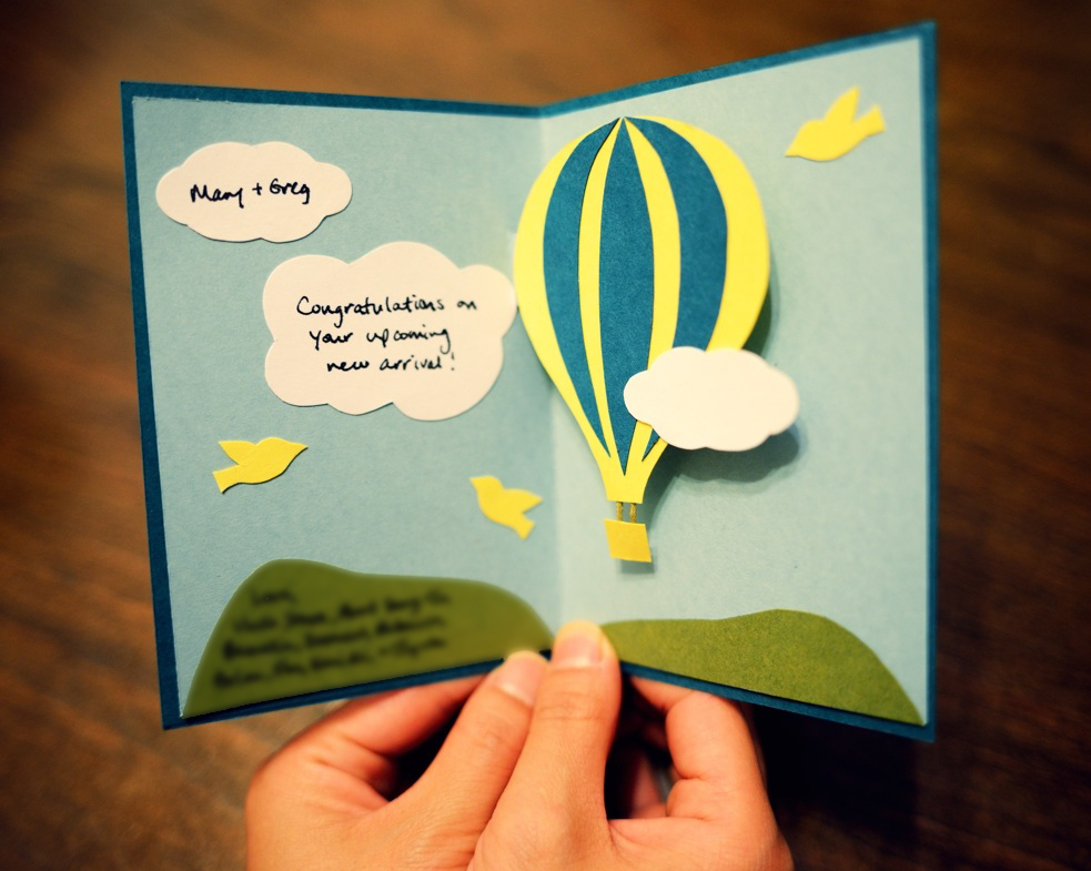 paper and plates: Hot Air Balloon Pop-Up Card