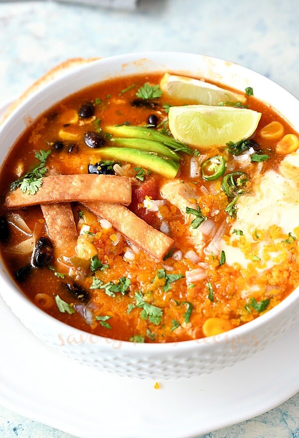 best chili's chicken enchilada soup recipe in a white bowl