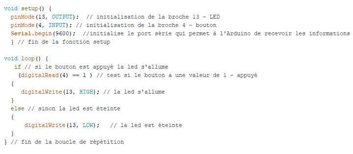 Apprendre à programmer avec Arduino - LED et bouton poussoir