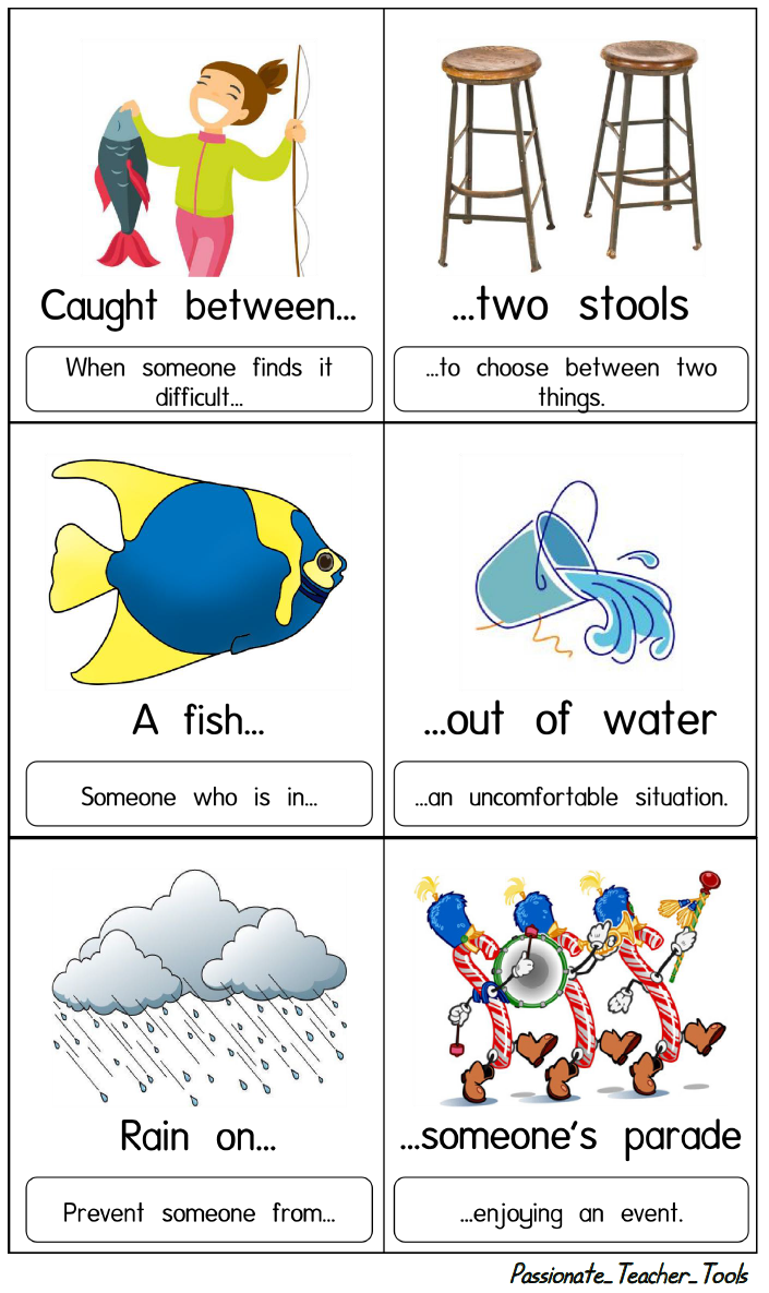 Passionate Teacher Tools Proverbs / Idioms Matching Cards Game 5 (60