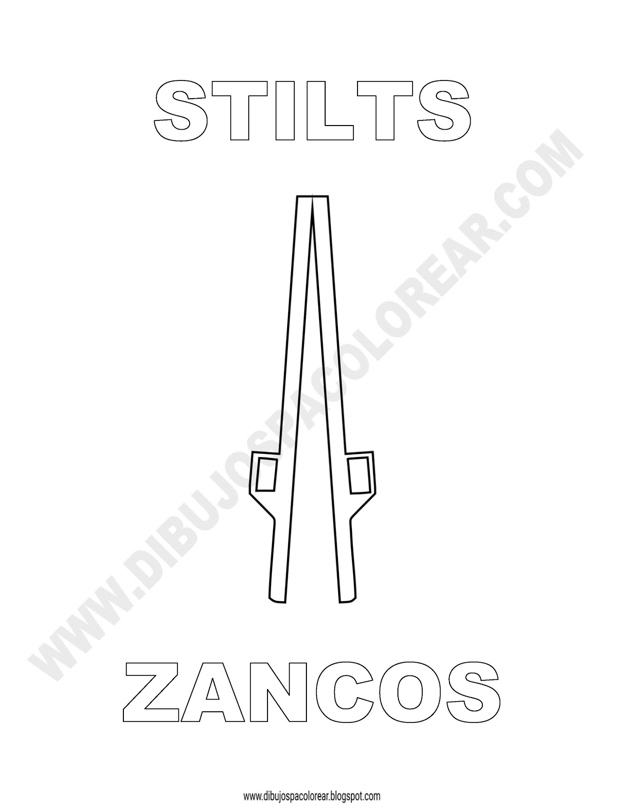 Dibujos Inglés Español con Z Zancos Stilts