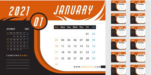 Template Kalender Meja 2021 Desain Modern Siap Edit | zotutorial.com