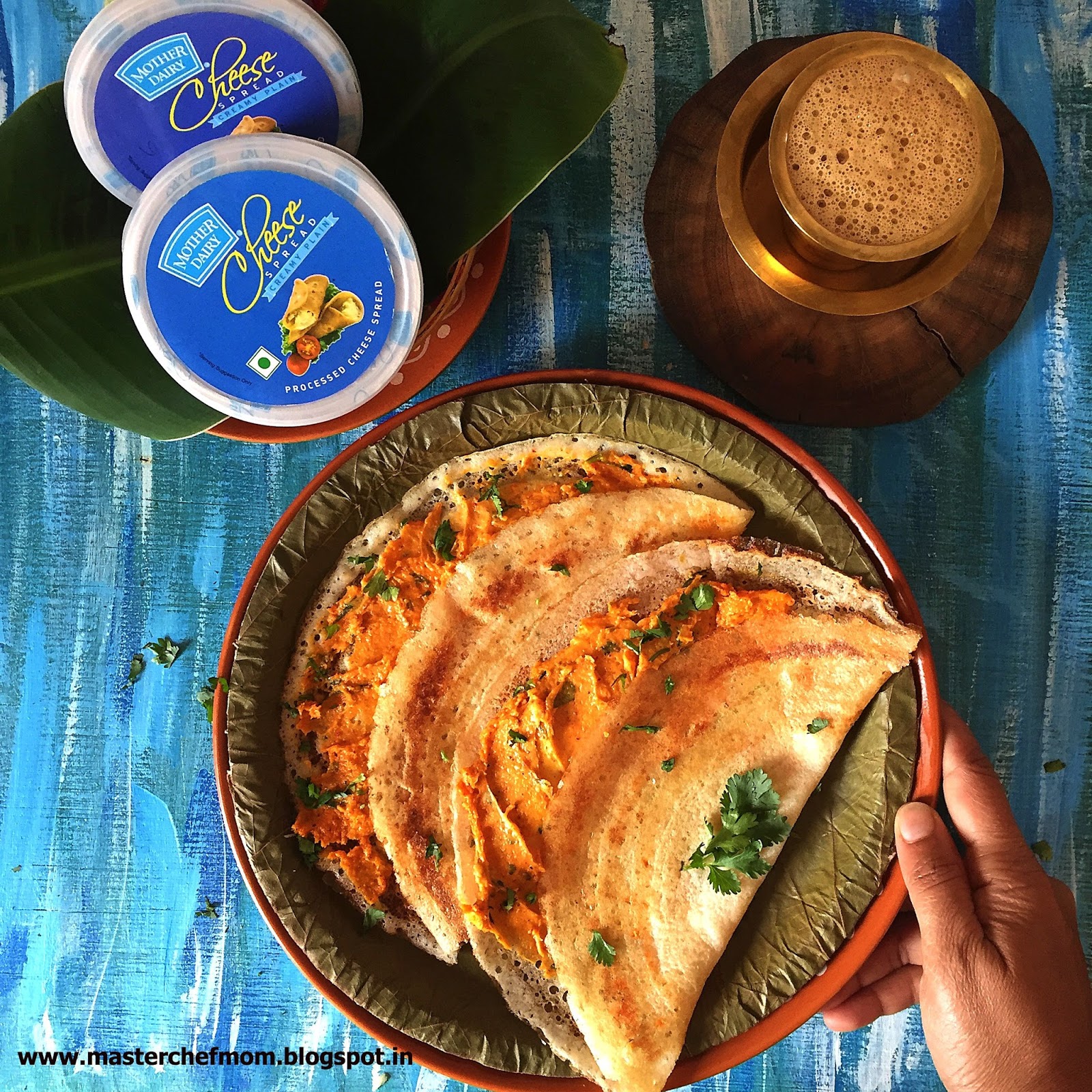 MASTERCHEFMOM Cheese Podi Dosai Recipe Cheesy Podi Dosai Recipe by