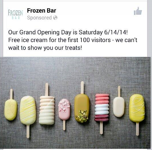 FREE ICE CREAM ON 6.14.14 FROZEN BAR'S GRAND OPENING GARDEN GROVE
