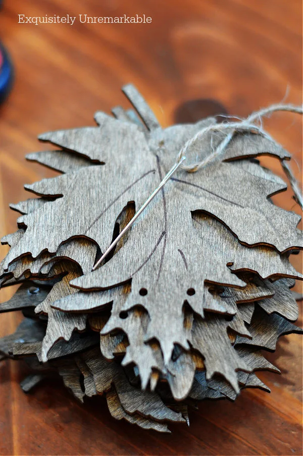 Adding Twine To Fall Leaf Banner