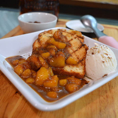 Brown Sugar and Bourbon Peaches with Grilled Pound Cake from the Big Green Egg