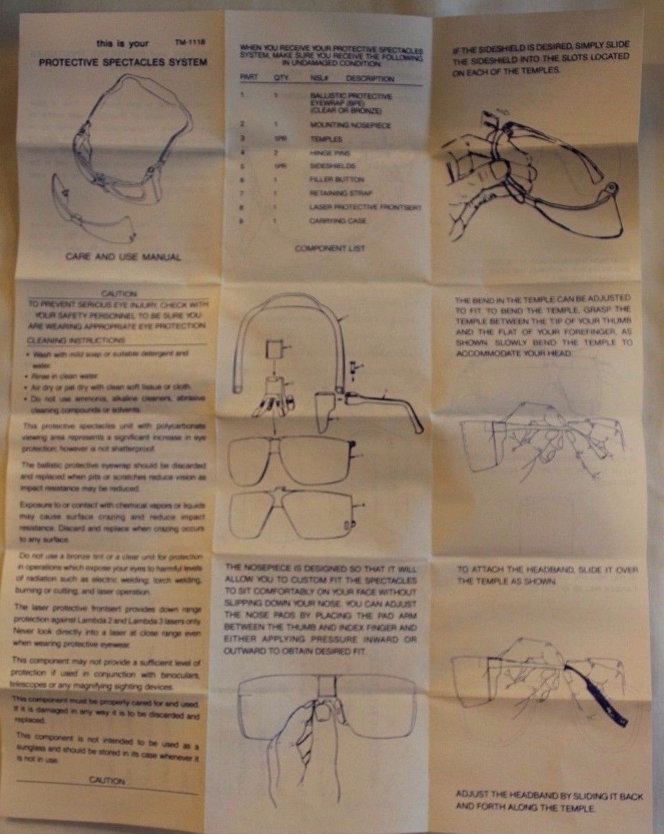 Webbingbabel: US Army Protective Spectacles System PSS