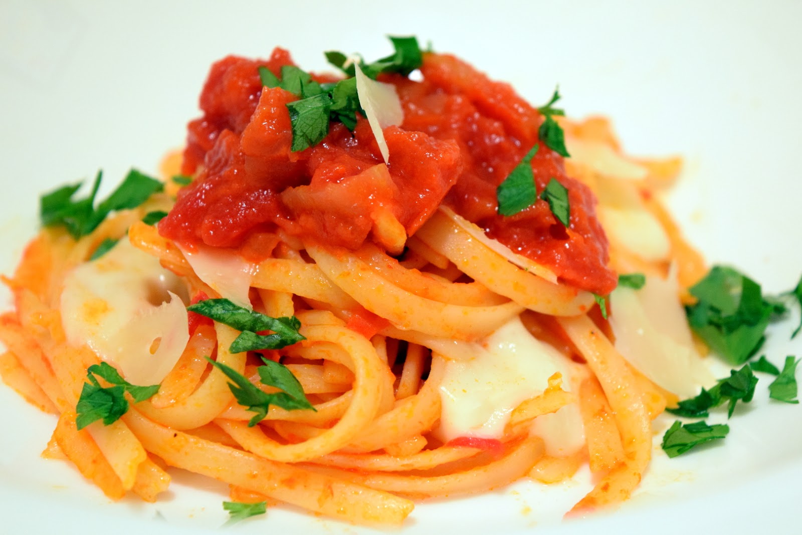 The Joyous Kitchen Linguini alla Marcella with Mozzarella