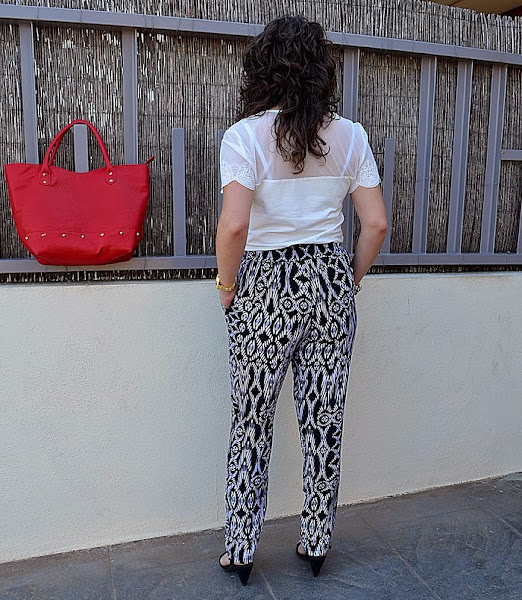 pantalon, pijama, étnico, bolso, rojo, fashion blogger, Festa, H&M, Blanco, Castellón, look, outfit, mi vestido azul