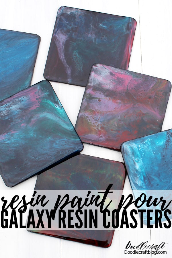 Galaxy Paint Poured Resin Coasters DIY