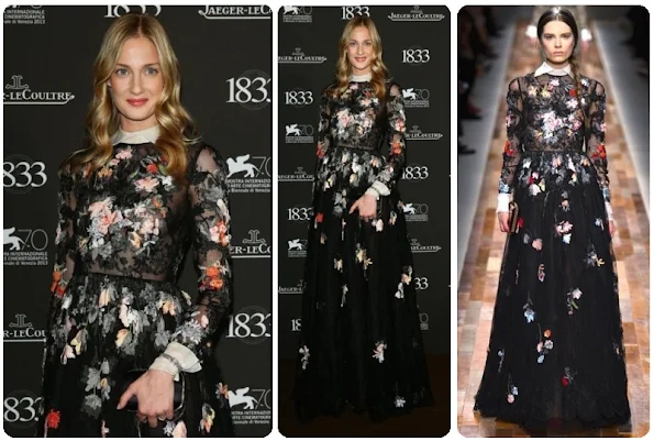 Eva Riccobono wore Valentino Floral printed collar long dress at Jaeger LeCoultre Gala Dinner