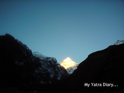 Sunrise at the Neelkanth Peak in the Garhwal Himalayas in Uttarakhand