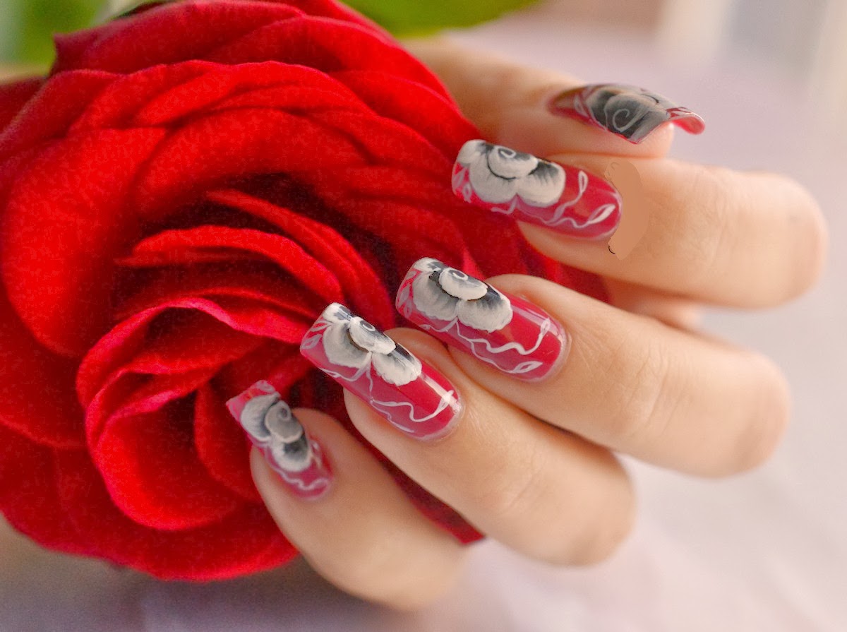 Red rose nail design ideas - wide 2