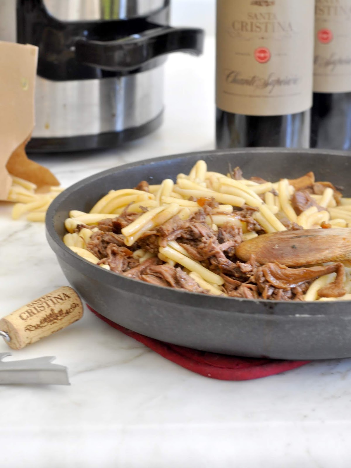Casarecce Pasta Amongst Braised Beef Together With Santa Cristina