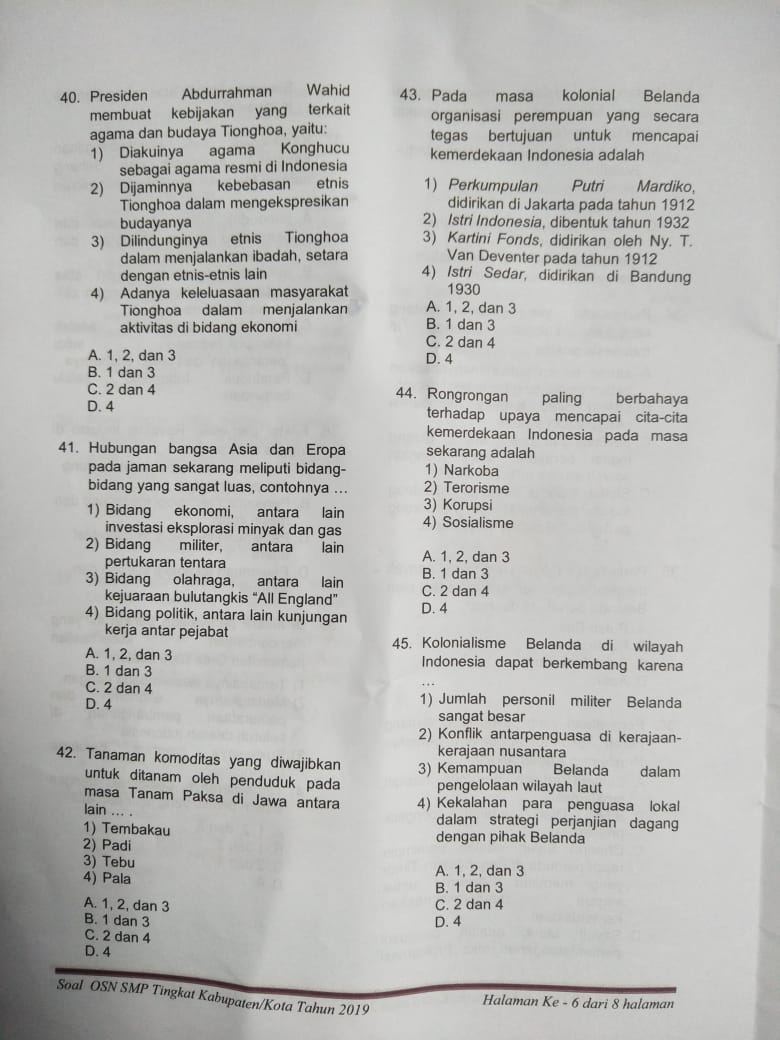 Contoh Soal Olimpiade O2sn Ips Kls 7 8